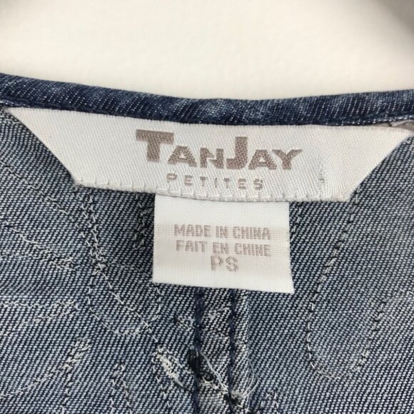 TanJay Floral Embroidered Oversized Denim Open Front Jacket Tencel cotton S P - Picture 8 of 13